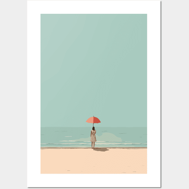 Umbrella by the Sea Wall Art by LoffDesign